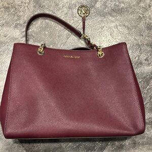 Michael Kors Burgundy Leather Tote Bag